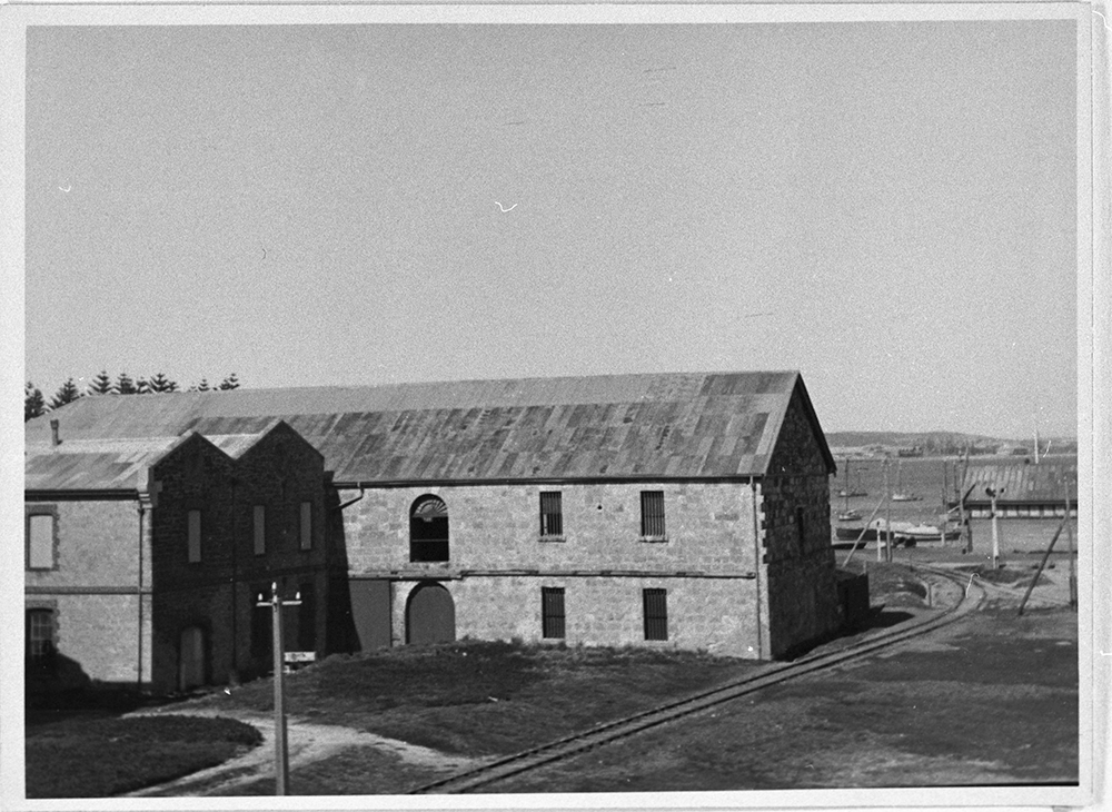 The Commissariat buildings, about 1935. Note the tram line running past the building to the small South Jetty. 