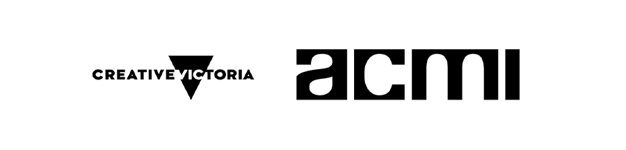 Two black and white logos representing Creative Victoria and ACMI