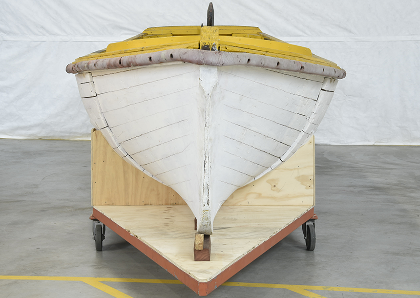 Heavily constructed open motor workboat used for servicing navigational beacons, buoys and lighthouses from the Commonwealth Government lighthouse tender MV Cape Don. The workboat’s hull is carvel planked in Oregon wood. It is installed with a 4-cylinder Kelvin diesel 20 horsepower engine. 