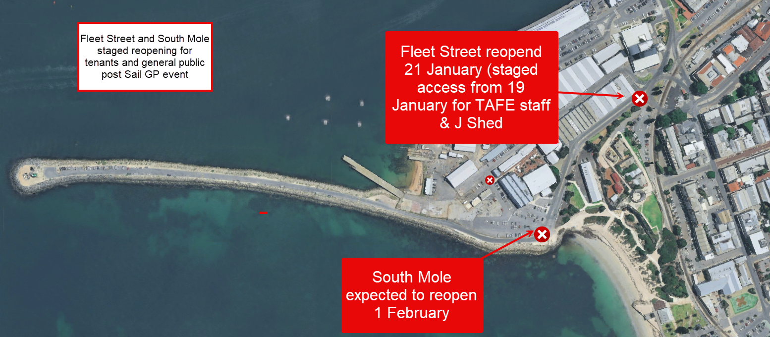 SailGP Parking Map of the WA Maritime Museum area