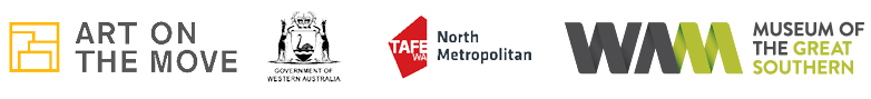 Art on the move logo, Government of Western Australia Logo, North Metropolitan Tafe logo, Museum of the Great Southern logo
