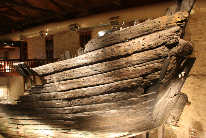 The hull of the Batavia, on display at the WA Museum Shipwreck Galleries