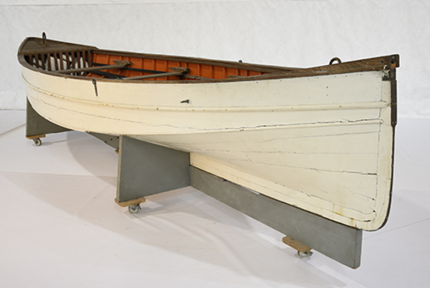 Makmoom is a wooden open boat, known as a jukong, from the Cocos (Keeling) Islands. Based off a whale boat design, it is a double-ended, carvel planked vessel with a single chine hull. The rudder is mounted to the stern and steered with two ropes. The deck and thwarts are varnished. The aft (rear) thwart serves as a mast partner for the mast, which holds the mainsail, jib and boom. 