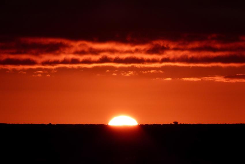 A fiery red sunset