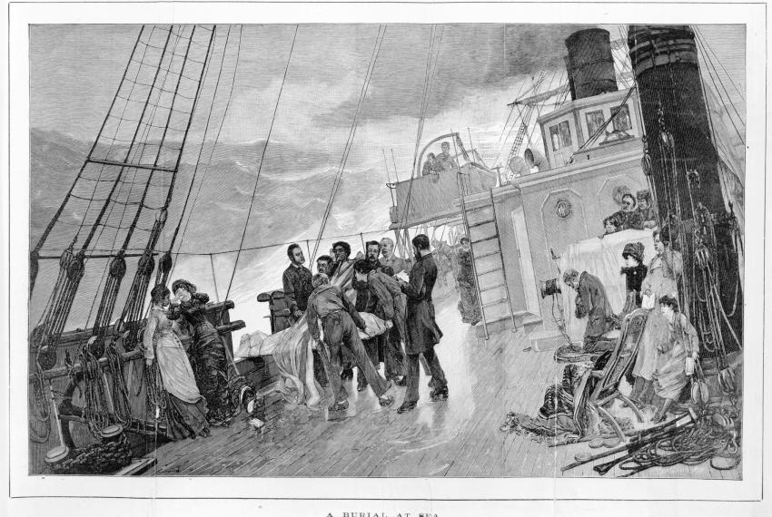 Artwork 'A burial at sea'. The Illustrated London News, November 1880
