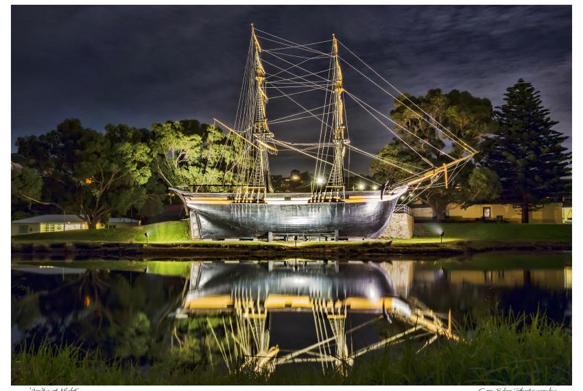 "The Brig Amity at night."