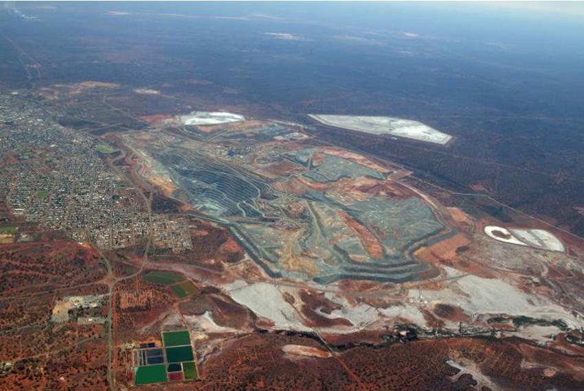 Aerial view of the superpit mining operation