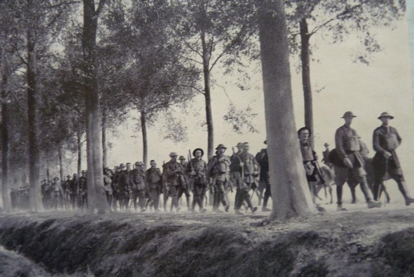 Soldiers moving into the fighting at Broodseinde on 5 October 1917