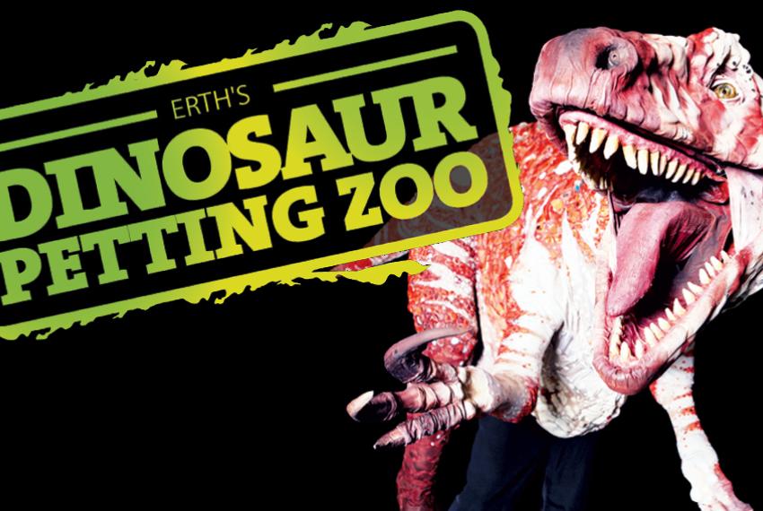 Logo and feature image for the Erth Dinosaur Petting Zoo performances