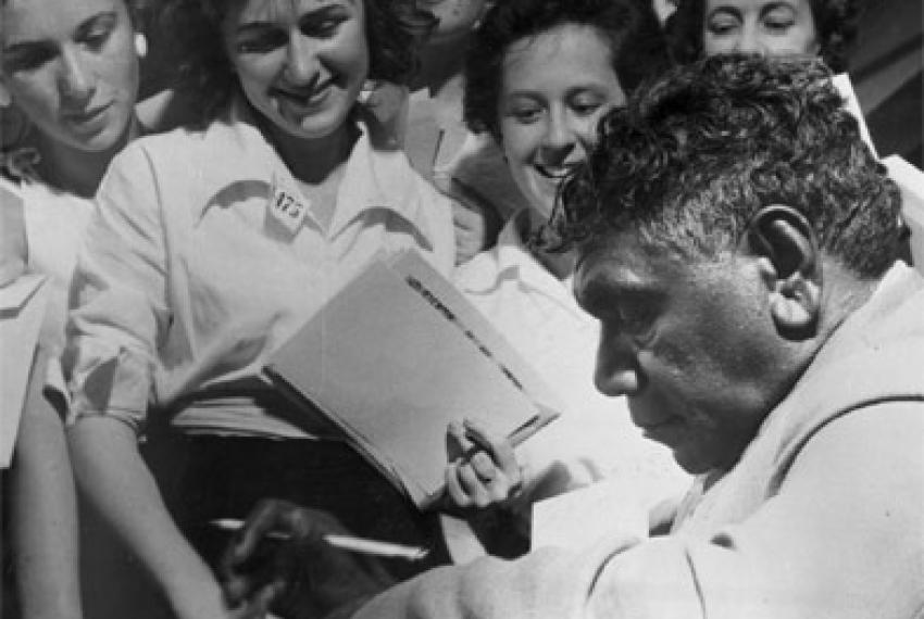 Albert Namatjira near a crowd