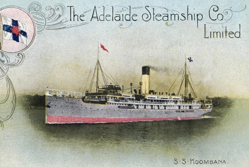 A postcard of the SS Koombana Adelaide Steam Ship Company