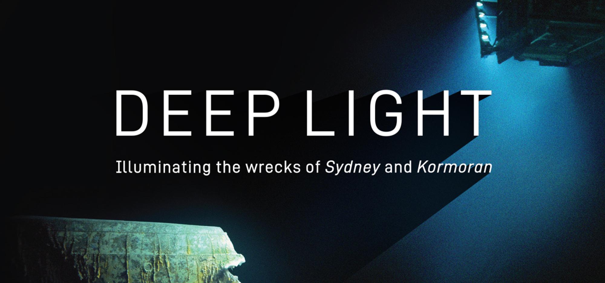 A banner depicting a shipwreck underwater under the slogan 'Deep Light'