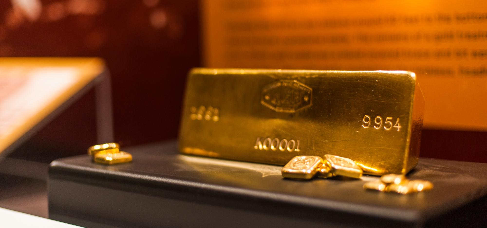 Gold in a showcase at the Museum of the Goldfields