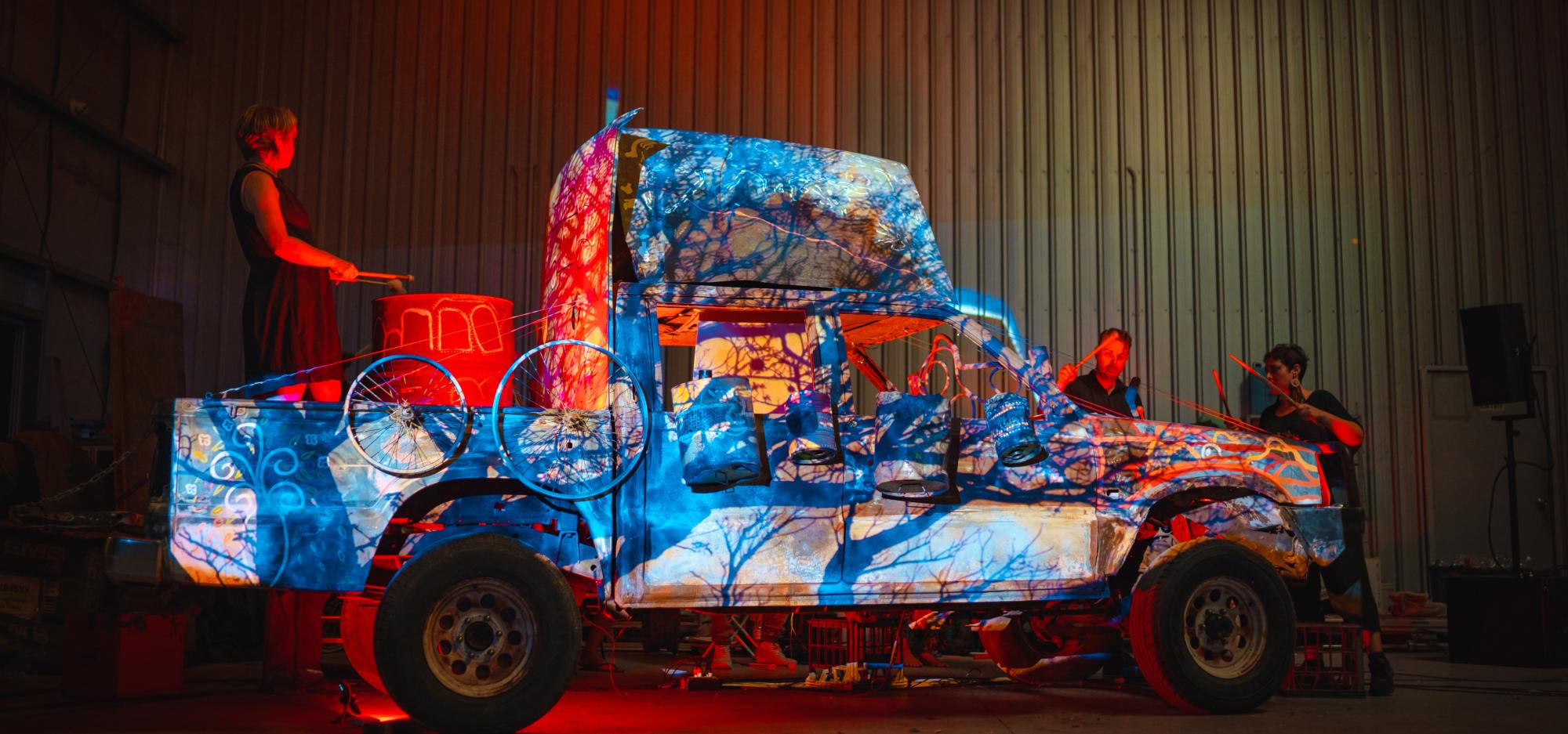 Imagery projected onto a car