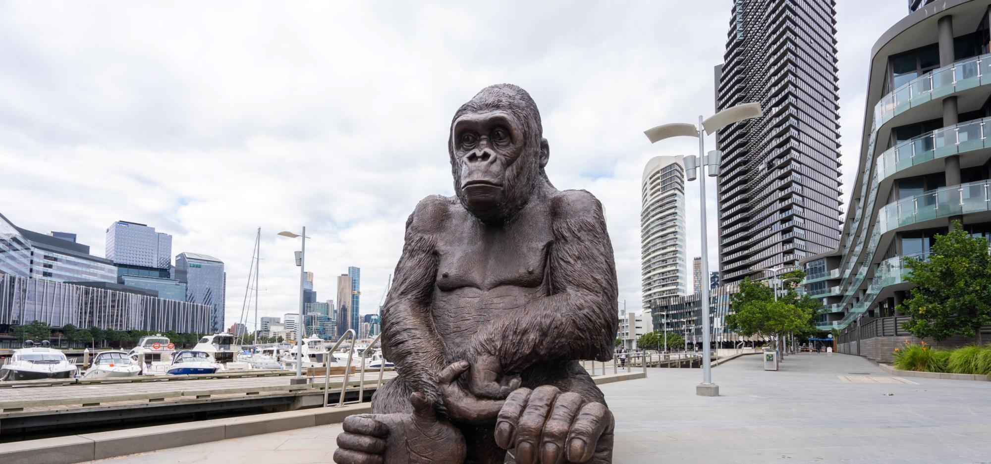 Giant bronze gorilla sculpture