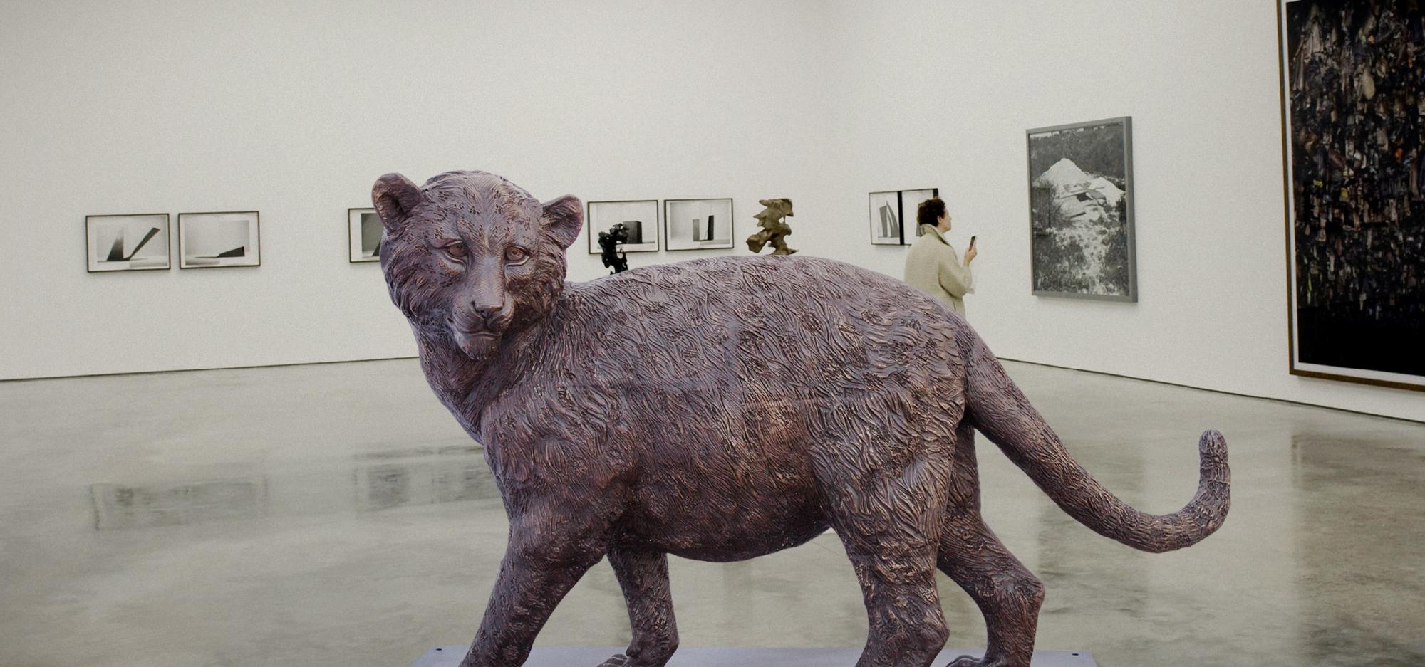 Wild Baby Leopard Statue in a gallery