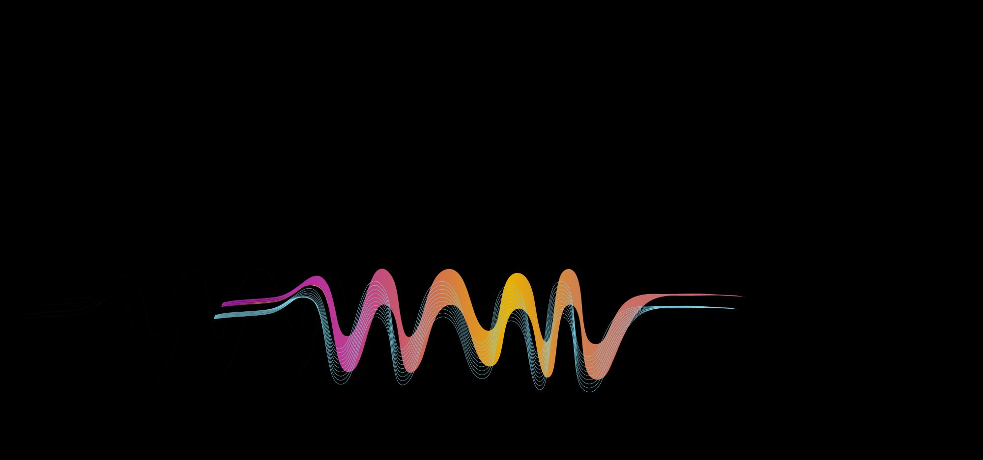 A colourful curved line in the shape of the letters WAM with the words WA Museum Podcast in wjhite and gold on the right