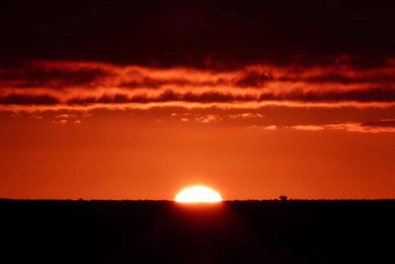 A fiery red sunset
