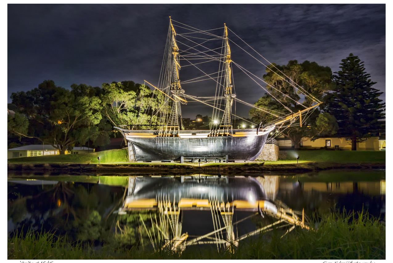 "The Brig Amity at night."
