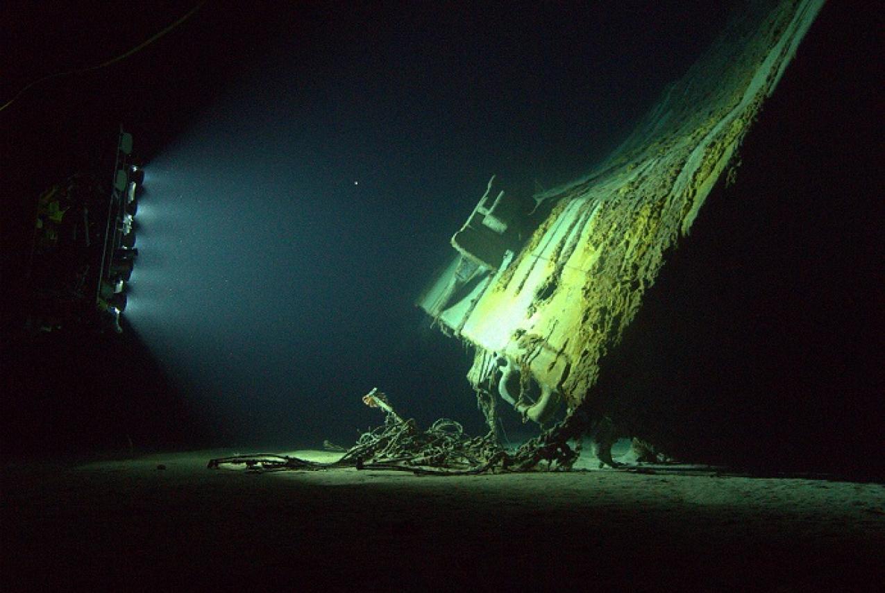 The inverted bow section of HMAS Sydney (II)