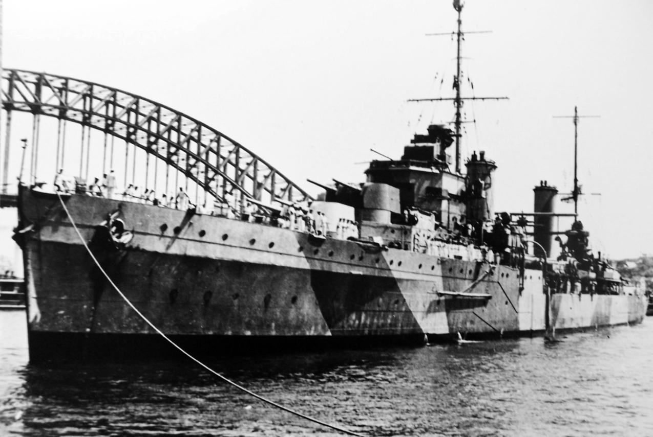 The HMAS Sydney II warship anchored in Sydney Harbour