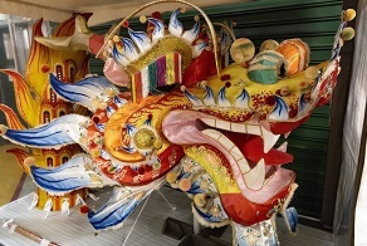 Head of iconic Chinese dancing dragon.