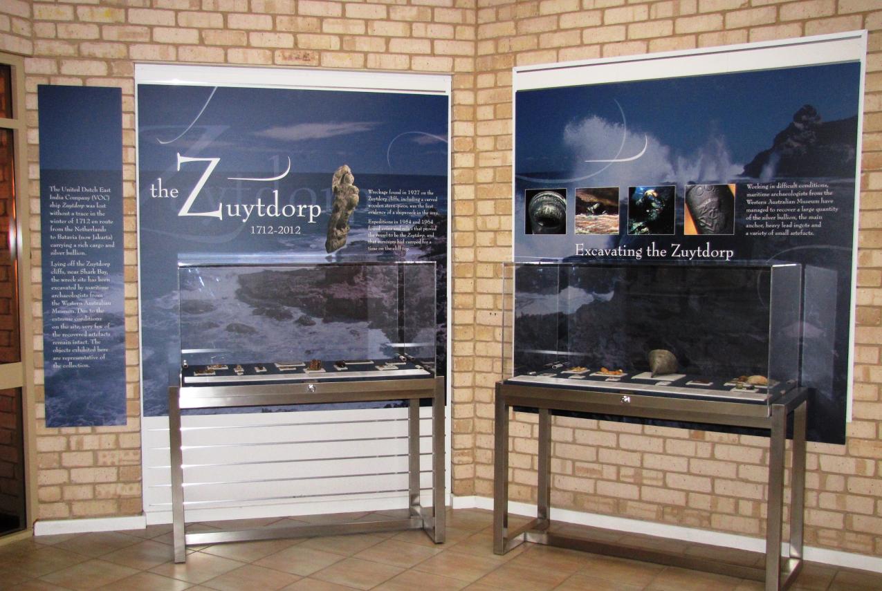 Zuytdorp exhibition display as it was installed in Kalbarri