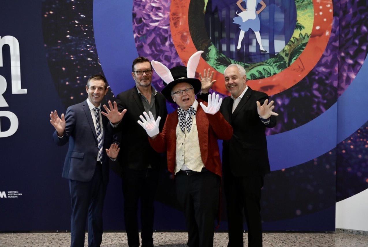 Director of Engagement WA Museum Boola Bardip Jason Fair, Director of Exhibitions and Touring at ACMI Chris Harris, Culture and the Arts Minister David Templeman and Chief Executive Office WA Museum Alec Coles.
