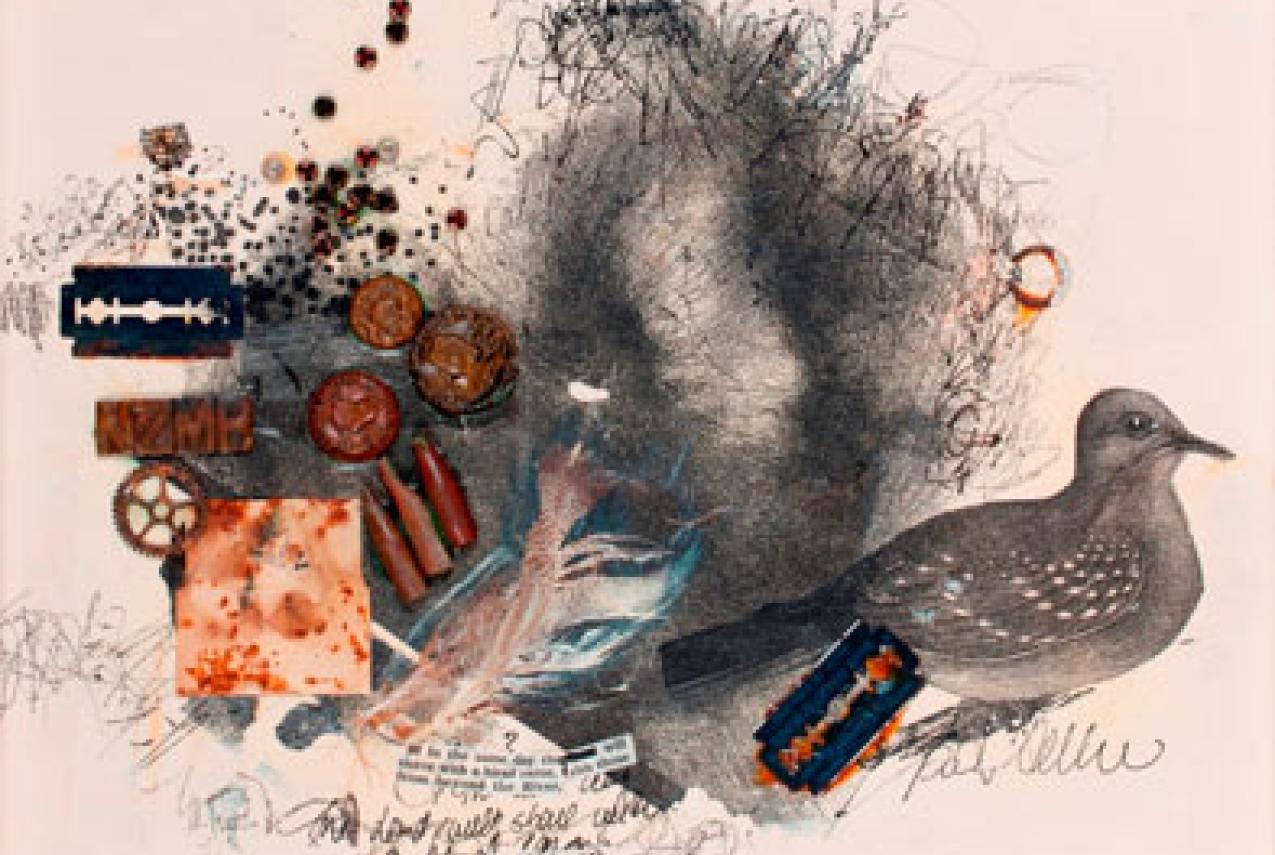 An abstract art work featuring many various elements