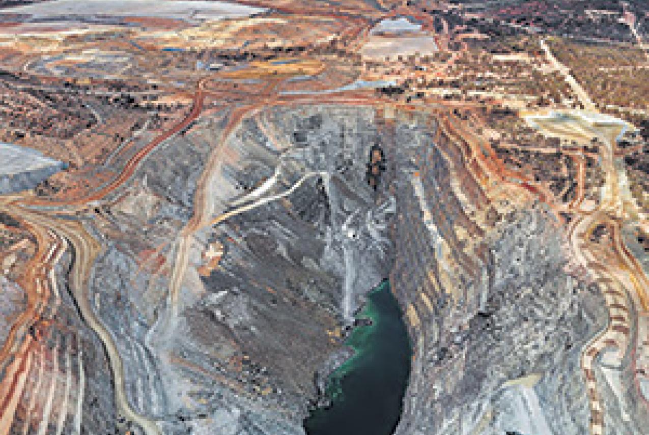 Aerial view of the superpit mining operation