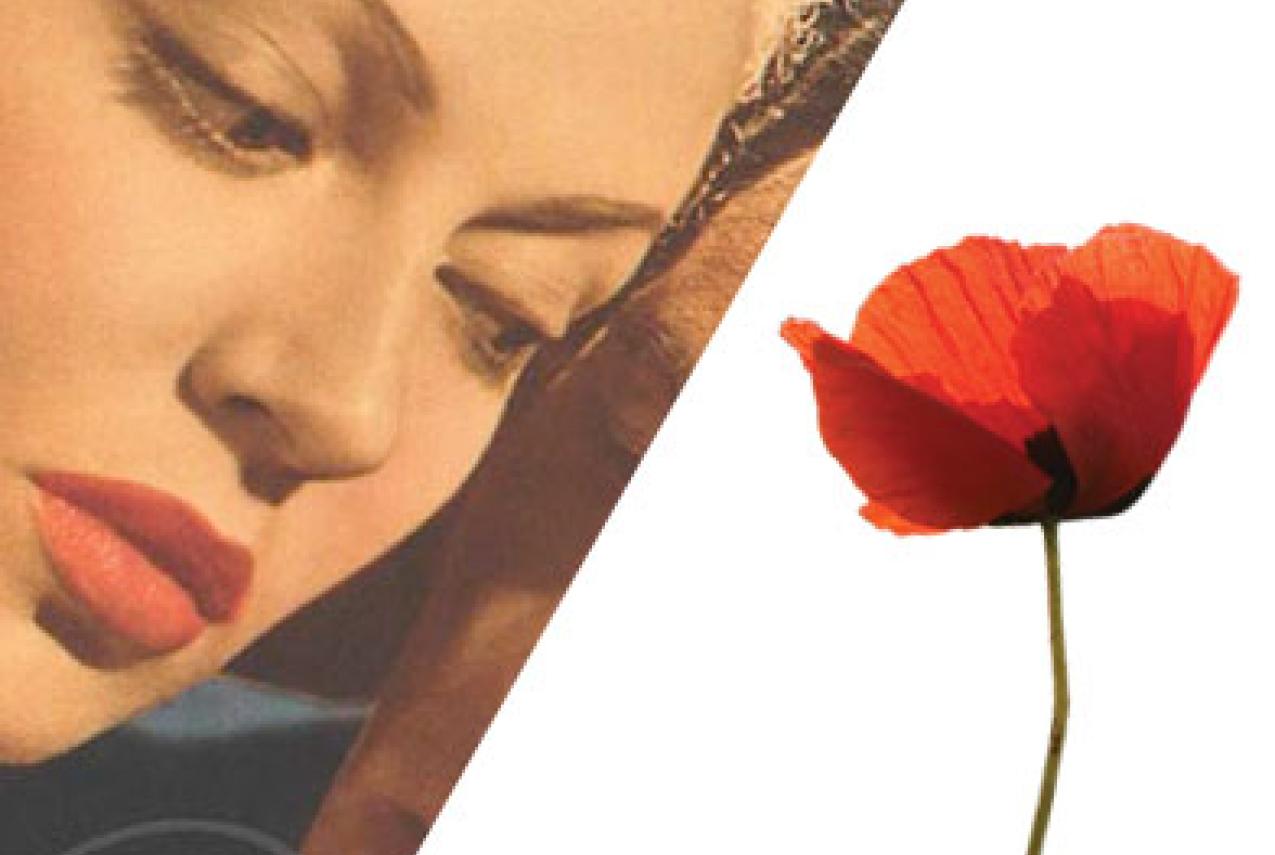 Two images from the exhibition "Shell shocked" and "Femme Fatale" next to one another