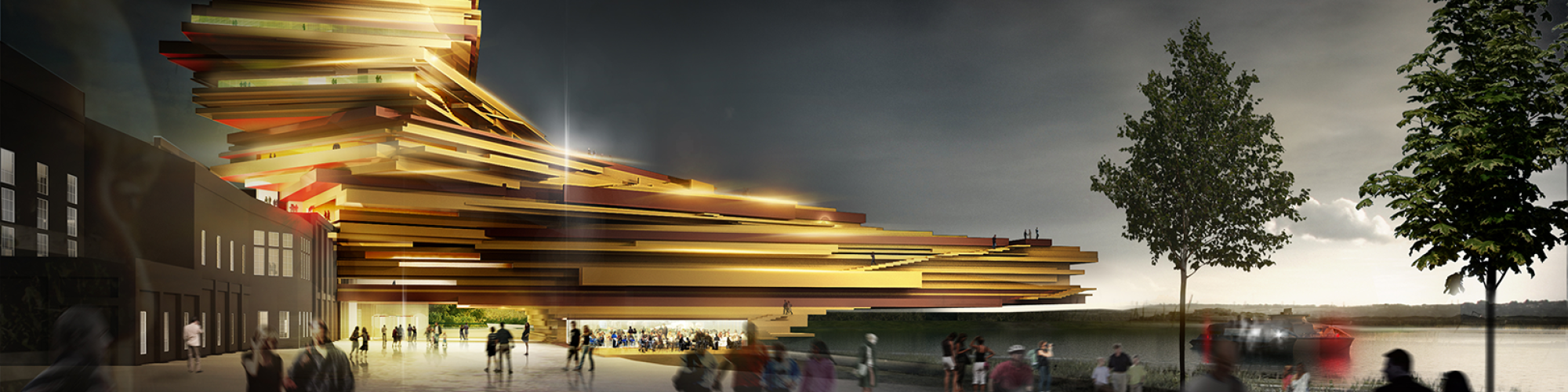 A digital rendering of a building