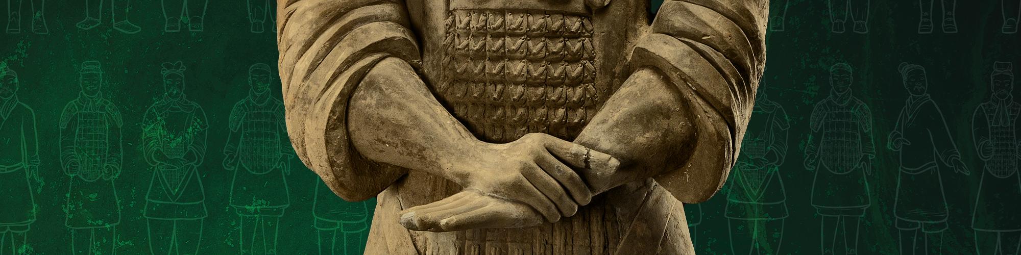 Terracotta Warrior hands crossed banner