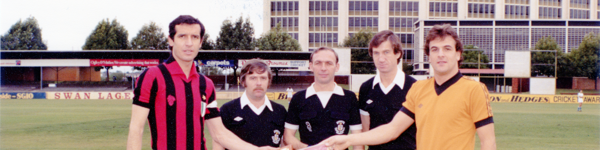 Italian footballers with umpires in Perth