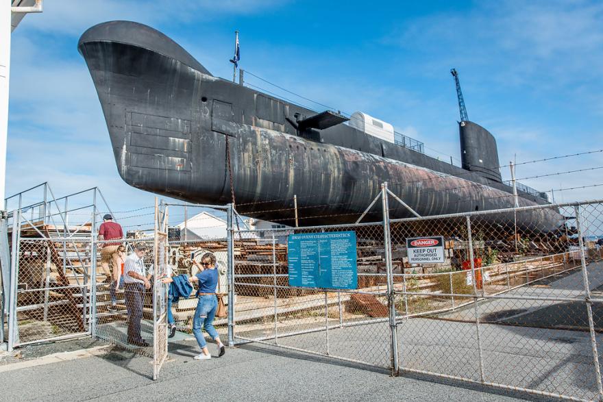 The HMAS Ovens, situated on Fremantle's historic World War Two submarine slipway
