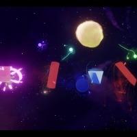 Neon shapes floating in dark space