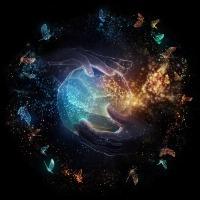 Two hands made of sparkle dust go to touch each other