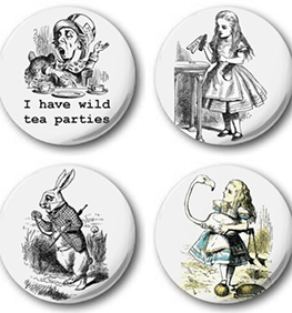 Alice in Wonderland badges