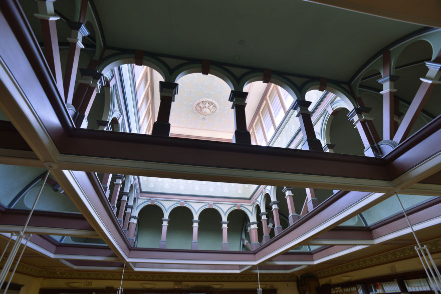 View of a unique ceiling space with ornate archways and decorations