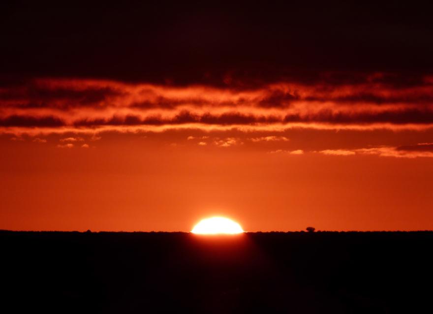 A fiery red sunset
