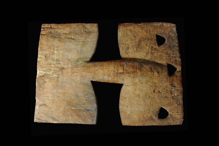 Hard wood plaque from the Middle Sepik region. Back View.