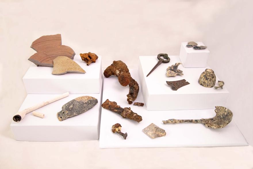 A selection of significant objects from the survivor camp