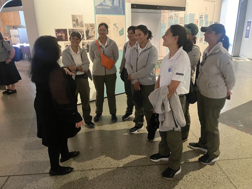 Visiting the From Nonna with Love exhibition. Triveni crew with Nella Fitzgerald.