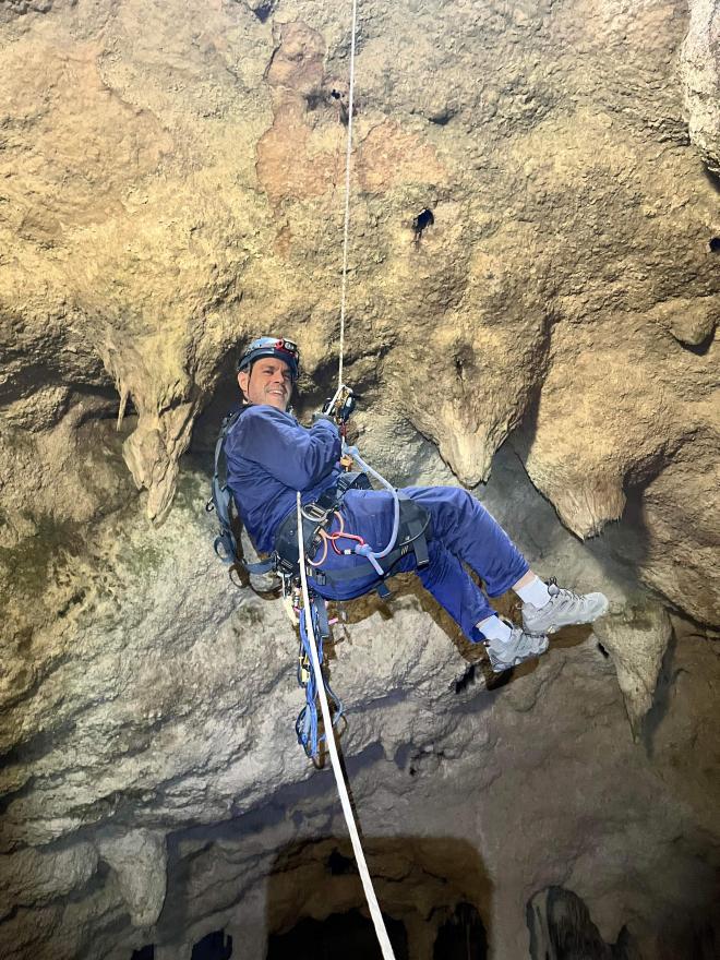 WA Museum's Dr Kenny Travouillon searching Margaret River caves for koala fossils