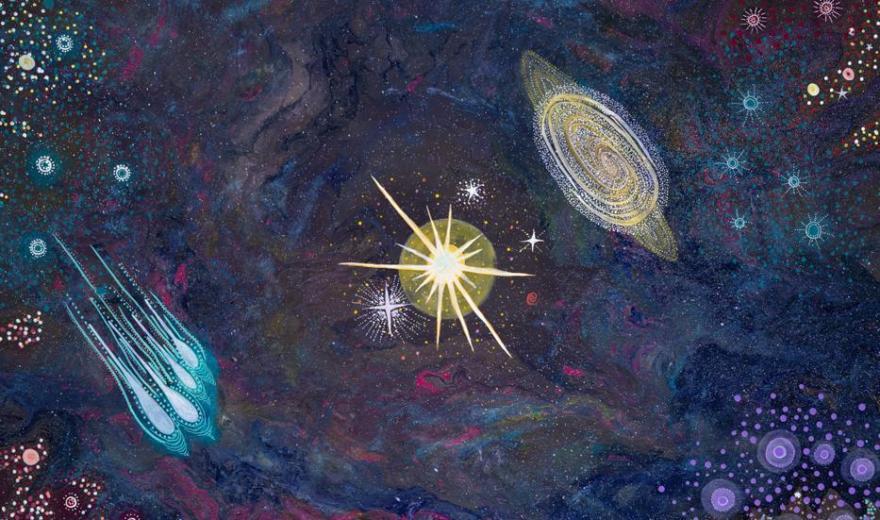 an artwork depicting the evening sky 