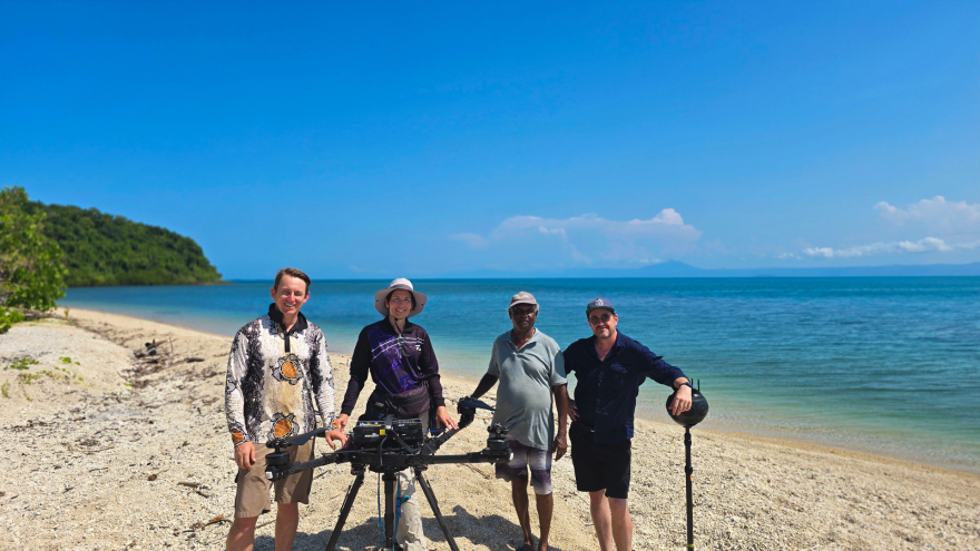 Crew filming at Great Barrier Reef