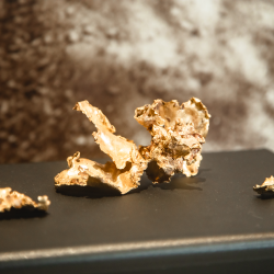 A close up image of natural gold nuggets