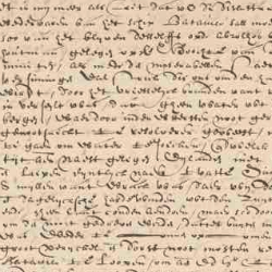 Close-up of an aged handwritten historical manuscript with faded ink, dense cursive text, and visible wear on parchment.