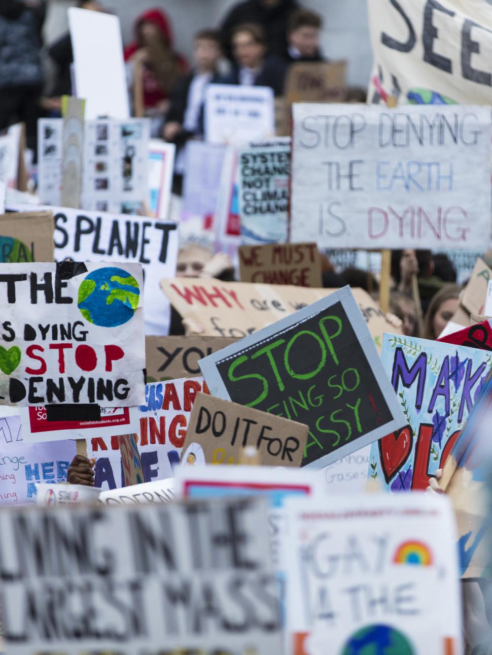 Climate change protests signs