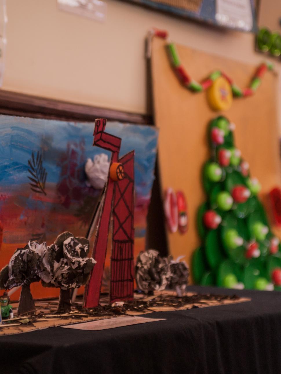 A display of hand-made Christmas decorations